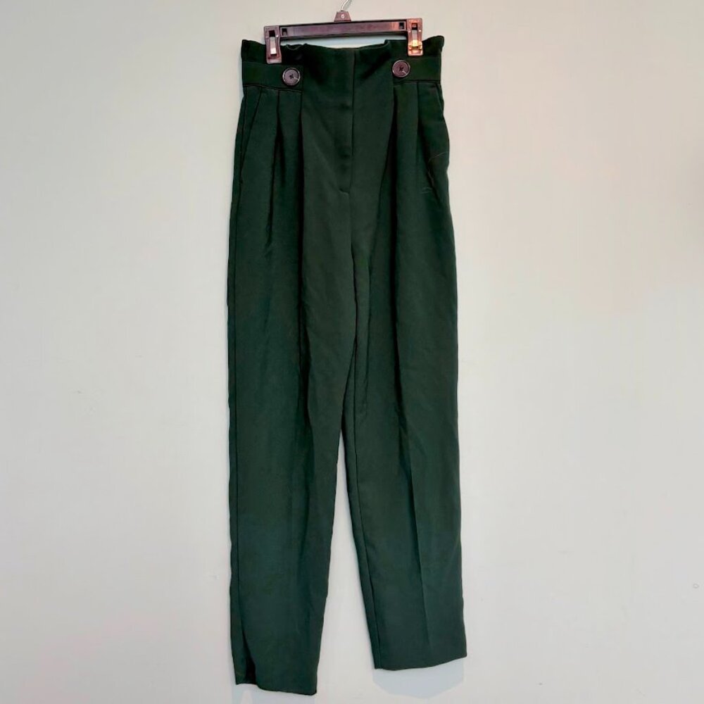 size 2 dark Green High waisted pants with buttons Career Dressy